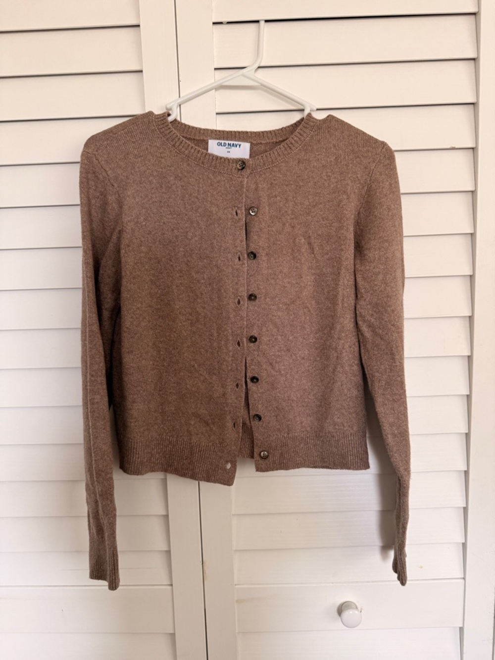 Old Navy Women's Brown Button-Front Crewneck Cardigan